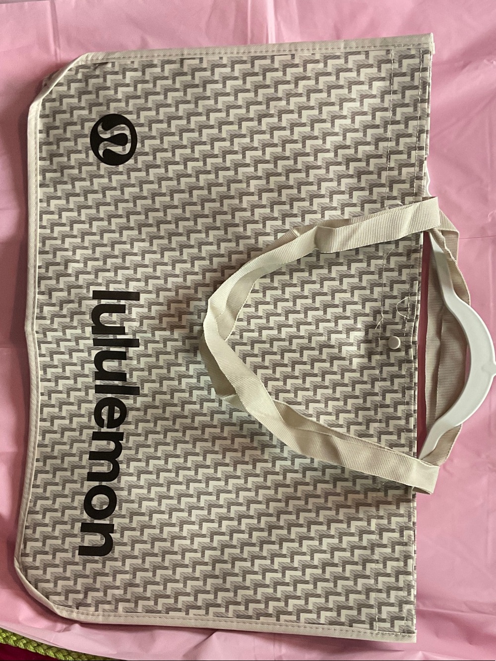 Extra large lululemon athletica Chevron-Pattern Canvas Tote in Cream and brown